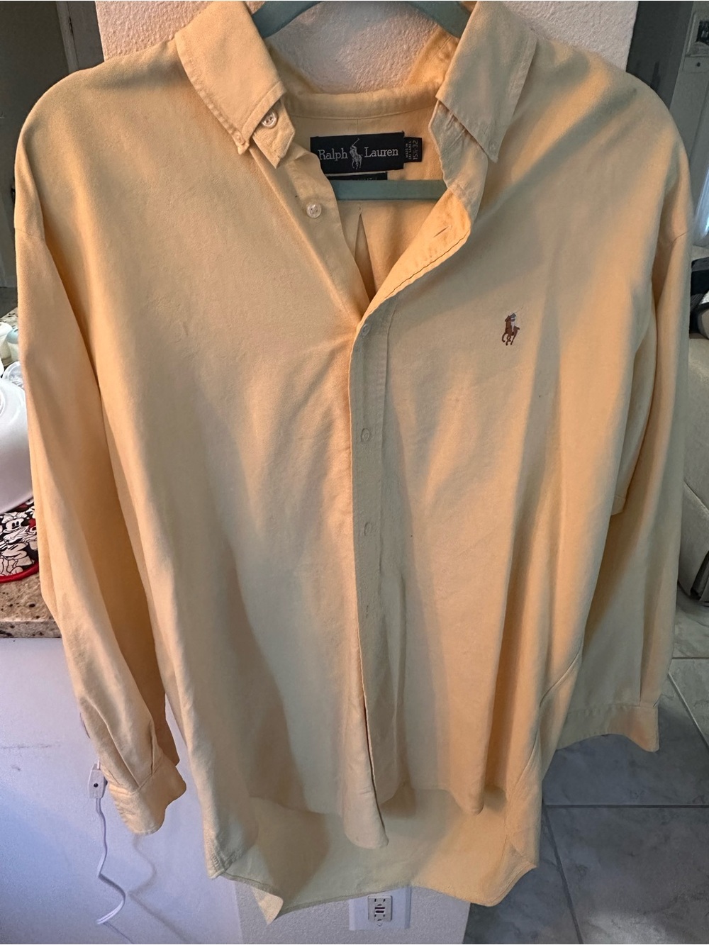 Vintage Ralph Lauren Light Yellow Cotton Button-Down Shirt